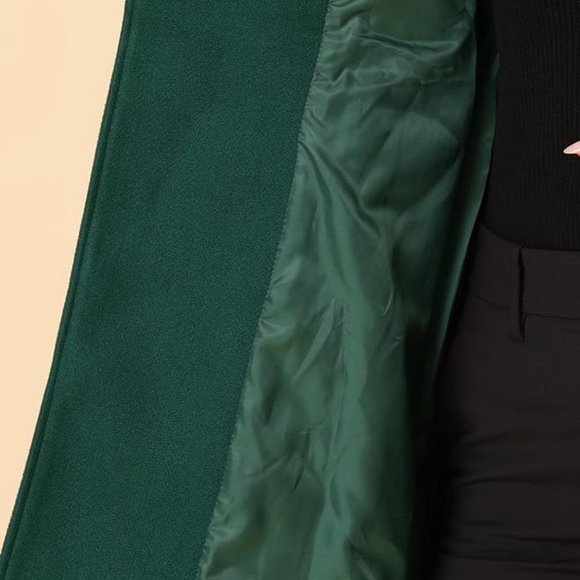 Allegra K Women's Stand Collar Double Breasted Slant Pockets Trendy Outwear - Picture 3 of 6